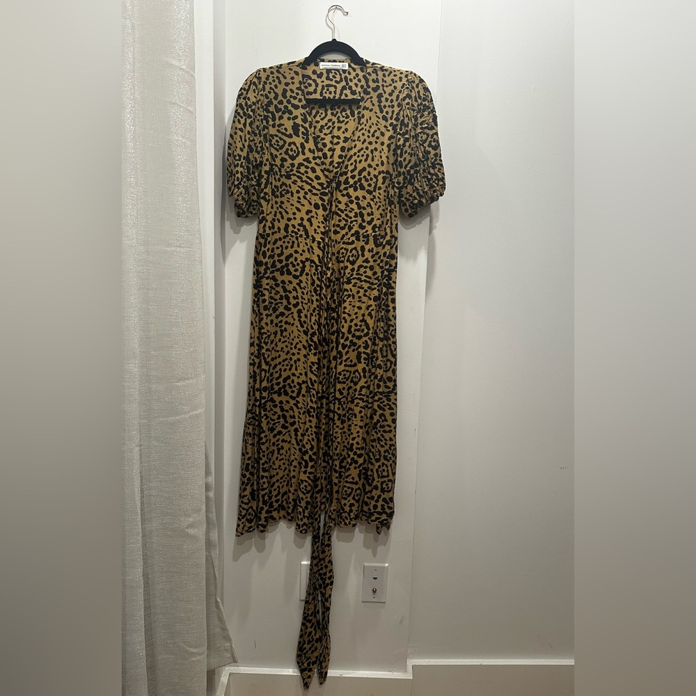 Leopard Print Midi Wrap Dress